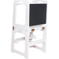 Torre de Aprendizaje Plegable Montessori Robincool Evolutive II Blanca 43x40x86cm Convertible en Mesa y Silla