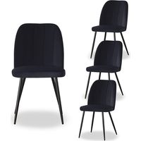 AINPECCA 4X Dining Chairs Padded Seat Metal Leg Kitchen Chair Home Office Room Black