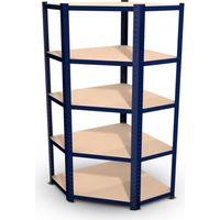 Étagère d'angle en métal 5 niveaux – Charge max 750kg – Dimensions 180 x 90 x 45 cm – Peinture anti-rouille – Pour garage et atelier – Eurospen