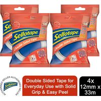 Sellotape Double Sided Tape for Everyday Use with Easy Peel 12mmx33m, 4pk