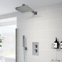 Thermostatic Concealed Square Shower Wall Mounted Handset Shower Head Chrome