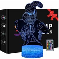 Veilleuse 3D. Jouets Spiderman Pour Garçons. 16 Couleurs Avec Télécommande-