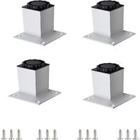 Furniture Leg, Set of 4 Metal Adjustable Furniture Leg, 68x68x50mm Square Adjustable Leg, Height Adjustable 0-15mm, for Sofa, Table and Cabinets