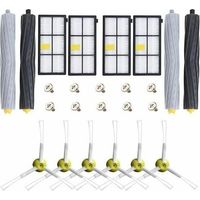 Kit d'accessoires de pièces de rechange pour iRobot Roomba 800 900 805 850 851 860 865 866 870 871 880 885 890 891 896 960 966 980 Robot Aspirateur + 4 rouleaux + 4 filtres HEPA + 6 brosses latér