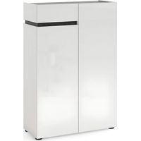 Scarpiera Bianca 80x34x115 cm 2 Ante e Cassetto Soft-Close