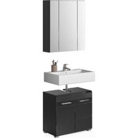 Linus Badmöbelset L1 Schwarz hochglanz, schwarz.