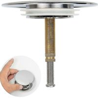 Bouchon de bain CREA 70 mm avec double joint, bouchon de bain universel réglable en hauteur, robinet d'évier en laiton trempé avec finition chromée
