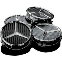 Mercedes 75-mm-Radnabenabdeckungen aus schwarzem Carbon, 4er-Set