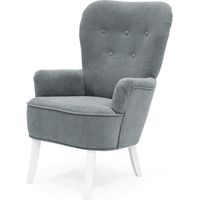 Velo Sessel - Gepolsterter Sessel mit Holzbeinen, Retro-Stil, Farbe Grau