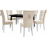 Conjunto de mesas y sillas para comedor Racine 144, Plata, 76x80x140cm, Diámetro: 0, Número de asientos: 6, Estilo: Clásicomoderno