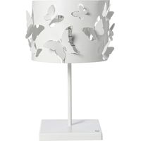Lampada da tavolo Farfallosa 20x20x37,2 cm in ferro traforato con farfalle in rilievo Effetto luce decorativo Attacco E27 Made in Italy Bianco