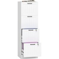 Mueble Archivador con 4 Cajones Cerraduras Carpetas A4 y Carta 40x40x131 cm Blanco