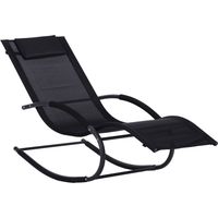 Zero Gravity Rocking Garden Lounger with Headrest, Black