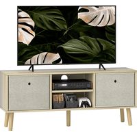 Mueble de TV para Televisores de hasta 50 Pulgadas con 2 Cajones de Tela y Estantes Abiertos y Beige
