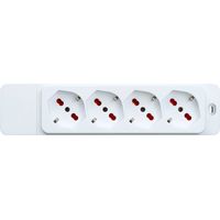 Multipresa con 4 prese bipasso/schuko 10A/16A, senza cavo, bianco, serie Emilia Specialist - Rosi RS8411B
