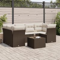 vidaXL 7 Piece Garden Sofa Set with Cushions Brown Poly Rattan