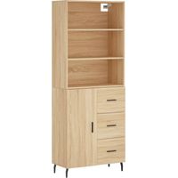 Buffet bahut commode armoire meuble de rangement organisateur cuisine salle de séjour salon haut sonoma 69,5 x 34 x 180 cm bois d'ingénierie marron