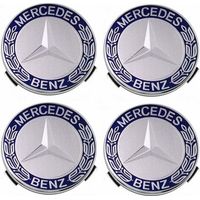 Lot de 4 cache-moyeux 75 mm pour Mercedes Benz – Plastique ABS – Installation facile et esthétique améliorée – Couleur bleue