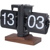 Horloge Rétro Flip, Horloge Mécanique, Petite Forme d'équilibre de 24 Heures, Style Minimalisme pour Le Salon (Page Noire d'étagère Noire)