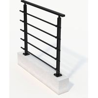 Levigne – Garde-corps aluminium anodisé – Kit départ Quadrum 120 cm – 5 lisses carrées – Finition noir brillant – Prêt à installer