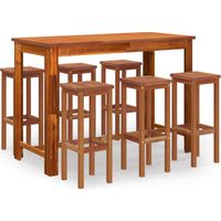 Juego de bar de jardín de 7 piezas de madera maciza de acacia 020013429