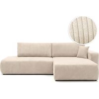 Canapé d'angle max réversible et convertible 5 places ALYA en velours côtelé - Beige