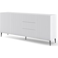 Mobile tv soggiorno RAVENNA cm 200x42x87H Bianco opaco piedi neri BIM FORNITURE