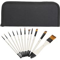 Set mit 12 verschiedenen Pinseln, Nylonborsten, Holzgriffen, Acrylpinsel-Set für professionelle und Hobbykünstler