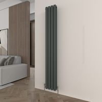 T&K Vertical Anthracite Double Radiator Oval Column Designer 1600x236mm Modern Central Heating Rads