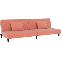 Schlafsofa 2-Sitzer mit 2 Kissen Rosa Samt vidaXL