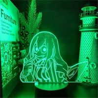Lampe de chevet LED 3D My Hero Academia Froppy Asui Tsuyu, idéale comme cadeau de Noël.