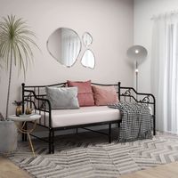 Vidaxl – Cadre de canapé-lit extensible 90x200cm – Structure métallique robuste – Lit adulte avec sommier à lattes – Noir