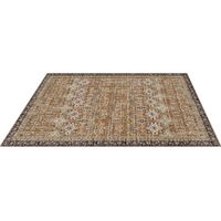 Mophorn Flächenteppich 2439x3048 mm Kurzflor, waschbarer Teppich für Wohnzimmer, rutschfeste Matte im Vintage-Stil, geeignet für Schlafzimmer, Kinderzimmer, Büro, Braungrün
