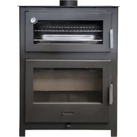 MF - Estufa de Leña con Horno Nadia de 13,4 kW en Acero con Visión Panorámica, Cámara de Vermiculita y Horno Refractario – Incluye Bandeja y Parrilla