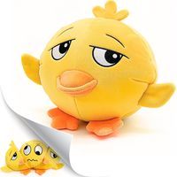 3 in 1 Squeaky Soft Plush Durable Dog Chew Toy for Aggressive Chewers, No Stuffing Interactive Tough Rip & Reveal Crinkle Yellow Duck Ball in Gift Box, Puppy, Small & Large Breed Pets Birthday Present