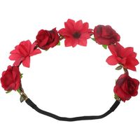 Bandeau Délicate Couronne de Fleurs en Tissu Rouge pour Cheveux Confortable et Tenue Ferme, pour Festivals et Défilés de Mode
