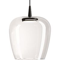Zafferano Lampada a sospensione Bilia 230V LED 8W in vetro borosilicato soffiato a bocca con diffusore a campana d.27cm finitura Nero Trasparente