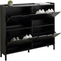 Shoe Cabinet, Slim 4-Compartment, Holds 16 Pairs