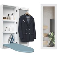 Wall Mounted Ironing Board with Storage Cabinet, Built in Ironing Board & Folding Support frame, Wall-Mounted Mirrors for Home, Apartment & Small Spaces