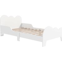 Cama para Niños de +3 Años 140x70 cm Tema de Nubes Estructura de Cama infantil con Barandilla Carga 80 kg Blanco