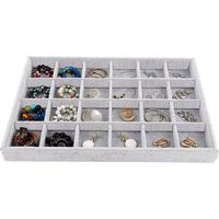 Handmade stackable velvet jewelry trays for rings, earrings, bracelets, and other jewelry. Storage tray (24 grids)