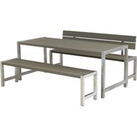 Plus Planken-Garnitur 3-teilig mit 1 Rückenlehne, graubraun Gartenmöbel-Set