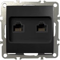 Netzwerkdose CAT 5 LAN RJ45 2x Port Anschlussdose Unterputz Schwarz Matt