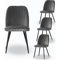 AINPECCA 4X Dining Chairs Padded Seat Metal Leg Kitchen Chair Home Office Room Grey