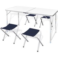 Jeu de table pliable de camping durable et 4 tabourets ,table de jardin 120x60 cm -14760