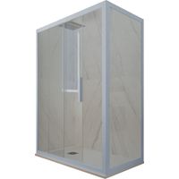 Eck-Duschkabine in PVC 70x100 Klarglas Vintage-Blau Deco Duo