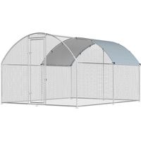 Pollaio per Galline da Esterno Acciaio Zincato con Tetto Impermeabile e Serratura 2,8x3,4x1,9 m Argento