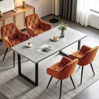 AINPECCA 4PCS Dining Chairs Velvet Padded Seat Metal Legs Kitchen Chair Home Office (Orange,4PCS)