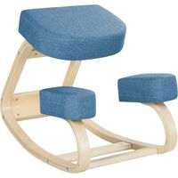 JSSEVN - Kniestuhl, ergonomischer Hocker, gepolsterter Hocker für eine gesunde Haltung, Birkenholz, Belastbarkeit 120 kg, blau