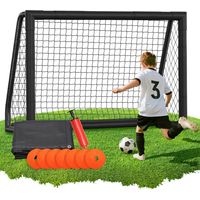 Randaco Fußballtor 180 x 120 x 60 cm – Kinder Fußballtor mit Torwand & Netz, stabiles Metalltor für Garten & Indoor, Schwarz